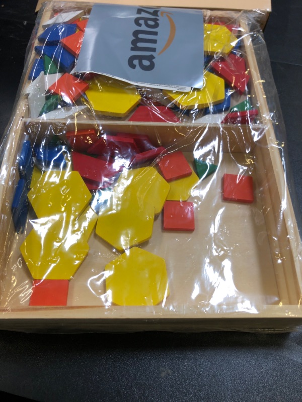 Photo 1 of Melissa & Doug Pattern Blocks and Boards - Wooden Classic Toy With 120 Solid Wood Shapes and 5 Double-Sided Panels, Multi-colored - STEAM Animals, Tangrams Puzzle For Kids Ages 3+