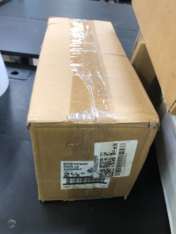 Photo 1 of TayMac RLB250 Threaded LB Conduit Body, Die Cast Aluminum, Stamped Steel Cover, 2-1/2-Inch,Gray