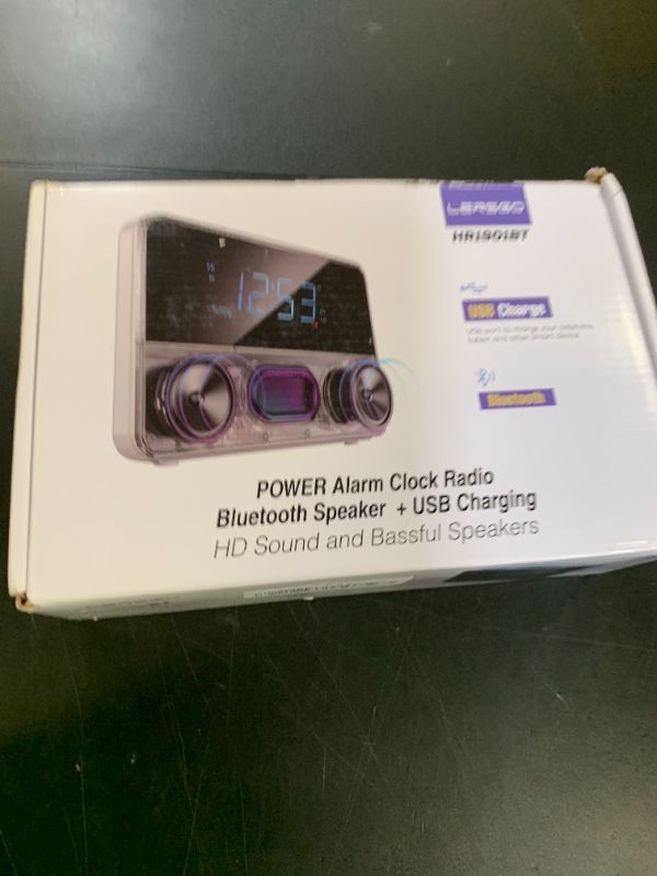 Photo 1 of LERSGO Alarm Clock Radio Bluetooth V5.2 Speaker with HD Sound and Bass,Blue Display with auto Dimmer,Snooze,Sleep Timer,Adjustable Volume,5V1A USB Charging Port