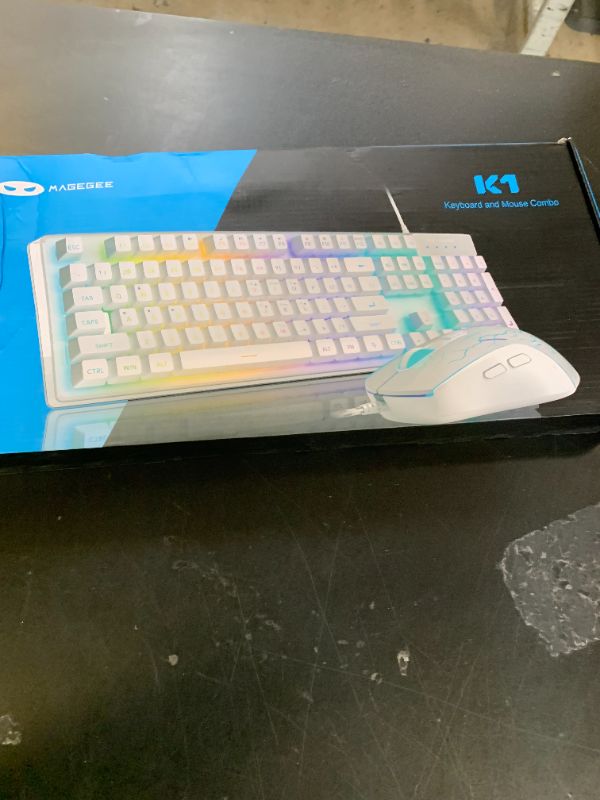 Photo 1 of Gaming Keyboard and Mouse Combo, K1 RGB LED Backlit Keyboard with 104 Key for PC/Laptop(White)