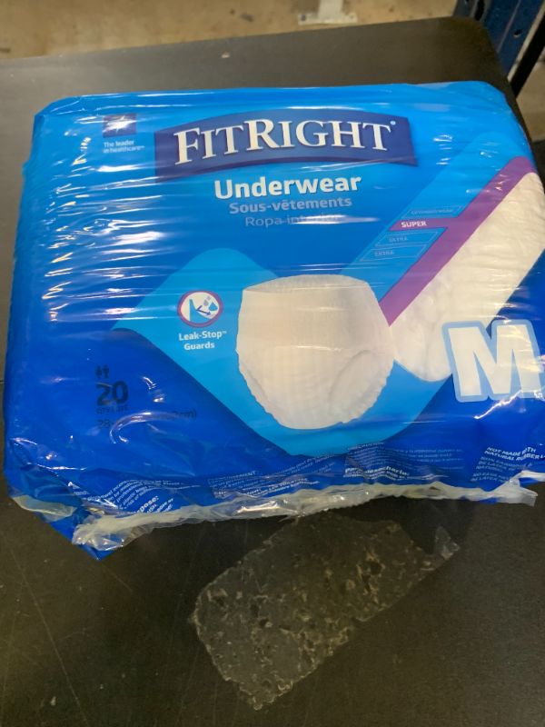 Photo 1 of FitRight Super Protective Incontinence Underwear, Maximum Absorbency, Medium, 28 to 40", 20 Count