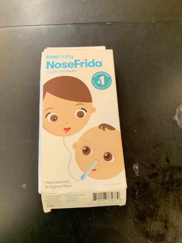 Photo 1 of Frida Baby NoseFrida SnotSucker for Baby, Nasal Aspirator for Baby, Nose Sucker, Nasal Aspirator for Allergy Relief + Congestion Relief with 24 Extra Hygiene Filters, FSA/HSA Eligible