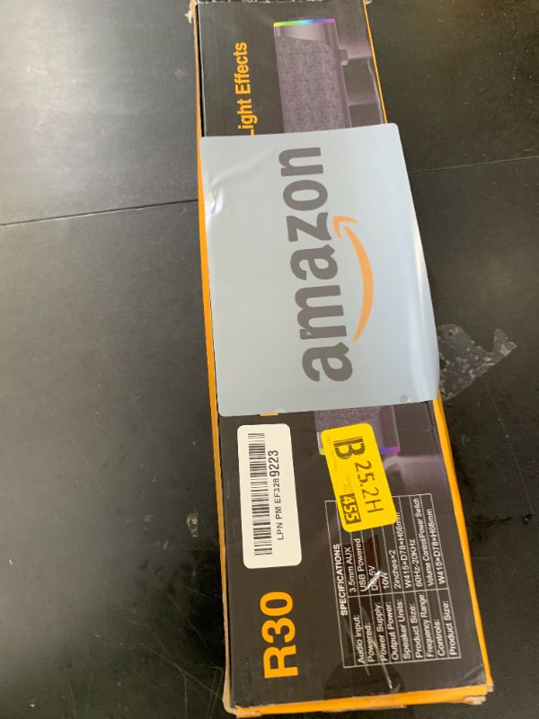 Photo 1 of SOULION R30 Computer Speakers, Colorful LED Lights with Switch Button, Surround Sound Portable Computer Sound Bar Speakers for Desktop, Gray