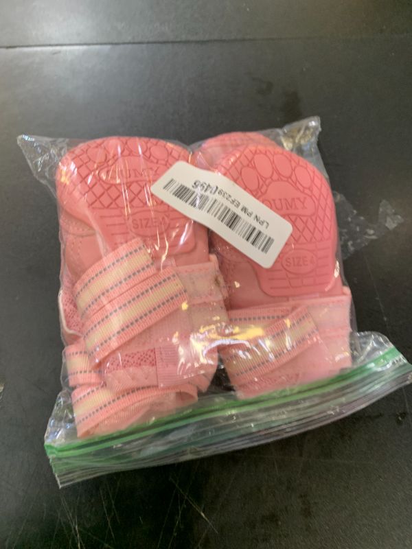 Photo 1 of QUMY 4PCS Dog Boots for Large Dogs, Medium Dog Shoes & Paw Protectors for Hot Pavement, Summer Heat Protection, Mesh Breathable Nonslip Dog Booties for Hardfloors, Walking Running Hiking Pink Size 4