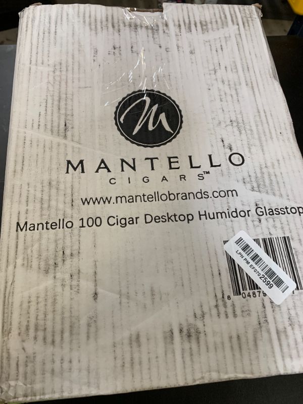 Photo 1 of Mantello Cigars Large Glass-top Cigar Humidor Humidifier Box for Up to 100 Cigars with Hygrometer and Removable Cedar Tray