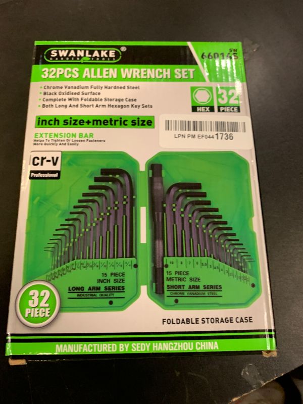 Photo 1 of SWANLAKE 32PCS Hex Key Set, Allen Wrench Set Inch/Metric MM(0.7mm-10mm) SAE(0.028"-3/8)