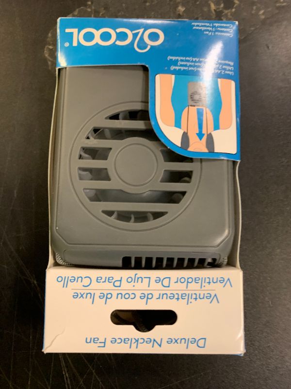 Photo 1 of O2COOL Neck Personal Travel Battery Powered Cooling Fan, Single Pack (Gray)