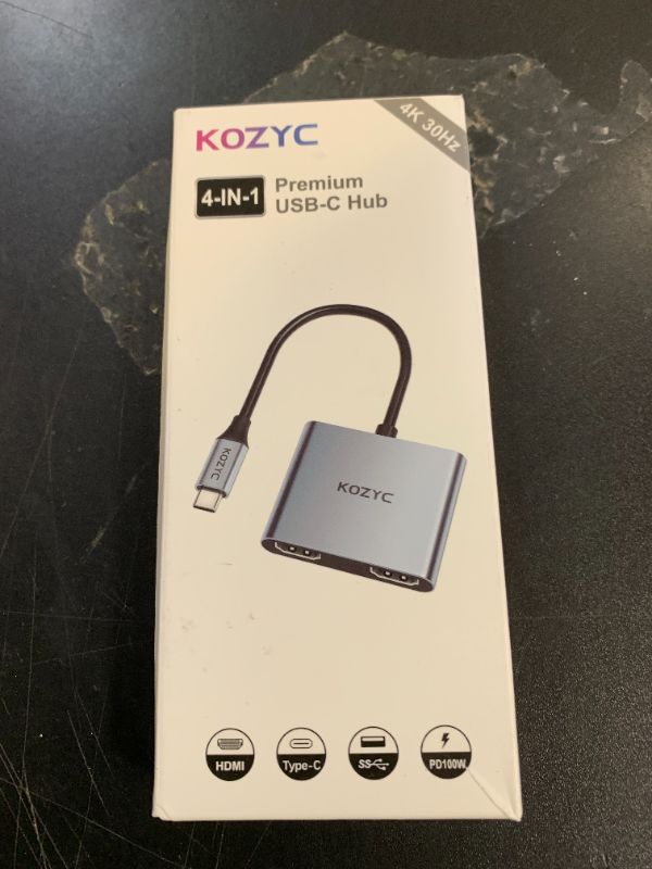 Photo 1 of KOZYC USB C to Dual HDMI Adapter 4K@60hz, Type C to HDMI Splitter Extended Display for MacBook/MacBook Pro Air Dell XPS13/15, Samsung Galaxy S9/S9+ [MST Mode (Extended displays) Only for Win OS]
