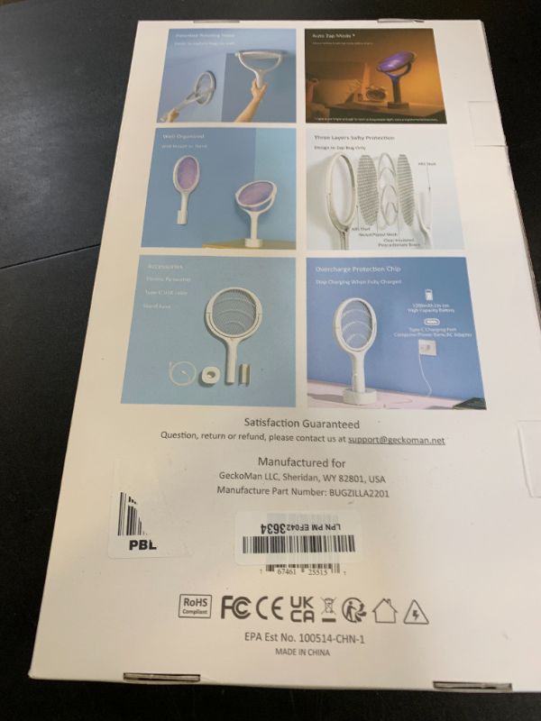 Photo 1 of 2-Pack Rotating Head Rechargeable Electric Fly Swatter Electric Fly Swatter Racket Bug Zapper Racket Mosquito Zapper Bug Zapper Indoor Fruit Fly Zapper Racket Spider Killer Gnat Trap Wasp Catcher