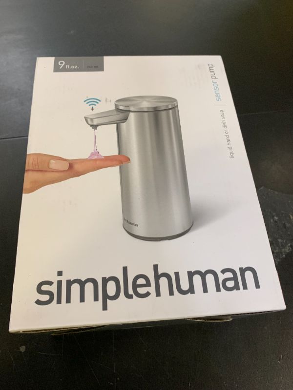Photo 1 of simplehuman 9 oz. Touch-Free Automatic Rechargeable Sensor Pump, Brushed Stainless Steel, New