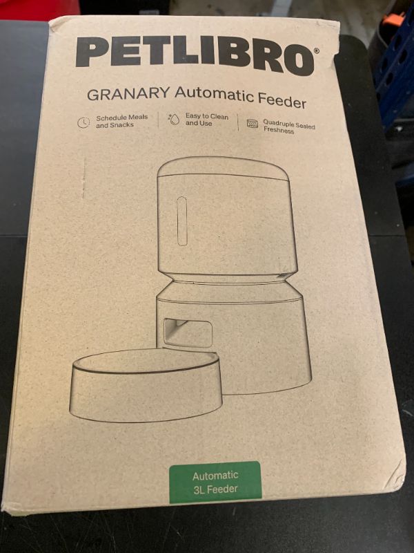 Photo 1 of PETLIBRO Automatic Cat Feeder, Automatic Dog Food Dispenser with Freshness Preservation, Timed Pet Feeders for Dry Food, Up to 50 Portions 6 Meals Per Day, Granary Black