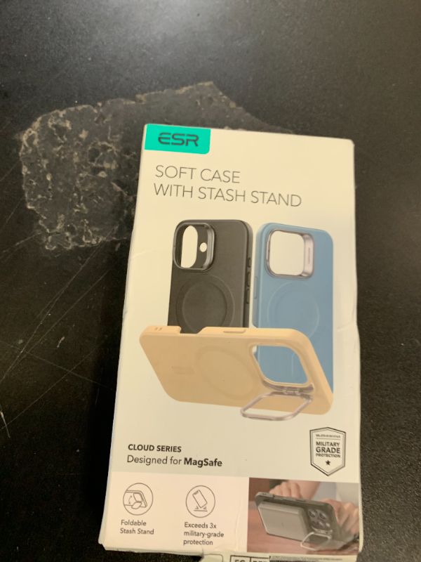 Photo 1 of ESR for iPhone 16 Plus Case, Silicone Case with Stand, Military-Grade Protection, Built-in Camera Stash Stand, Magnetic Phone Case for iPhone 16 Plus, Cloud Series, Light Tan