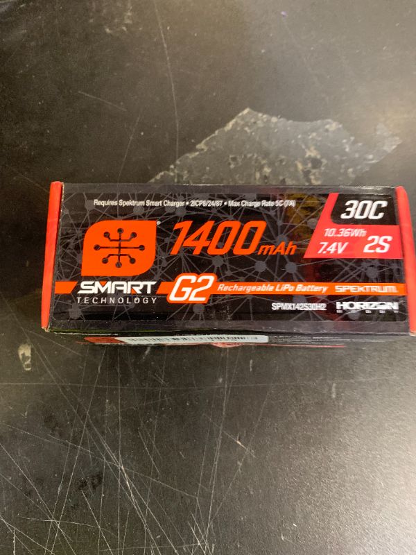 Photo 1 of Spektrum SMART 1400mAh 2S 7.4V Smart G2 30C LiPo; IC2 Connector, SPMX142S30H2