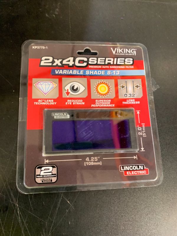 Photo 1 of LINCOLN ELECTRIC 2x4 C-Series Auto-Darkening Welding Lens Variable Shade 8-13 KP3775-1
