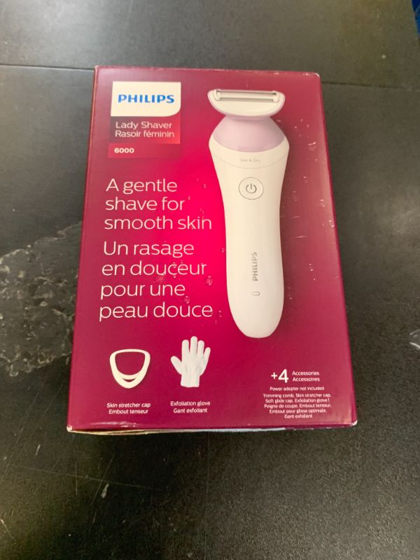 Photo 1 of Philips Beauty Lady Electric Shaver Series 6000, Cordless with 4 Accessories, BRL136/00, White