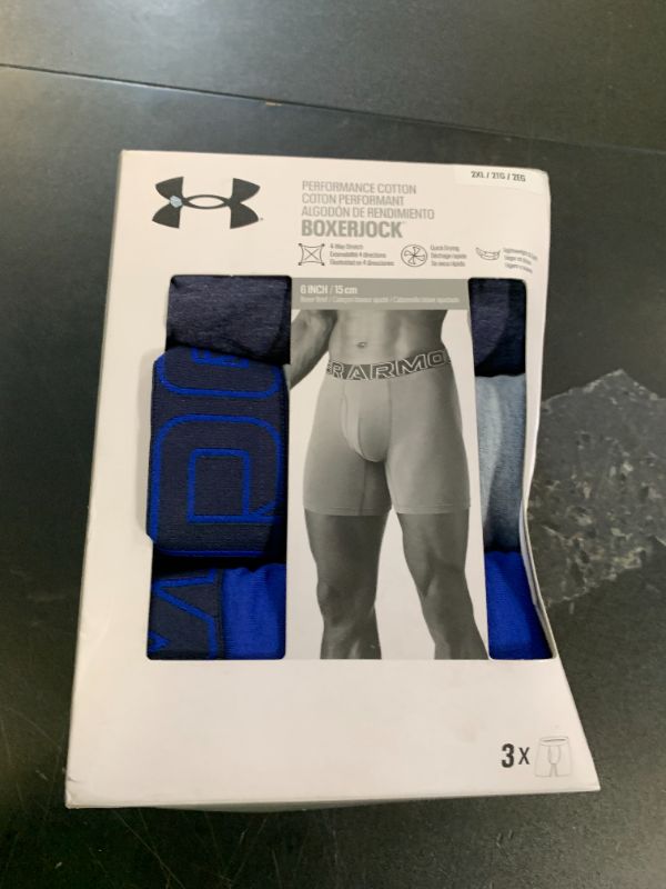 Photo 1 of Under Armour Performance Cotton Boxer - Solid 6in 3-Pack, Midnight Navy - Core, SM