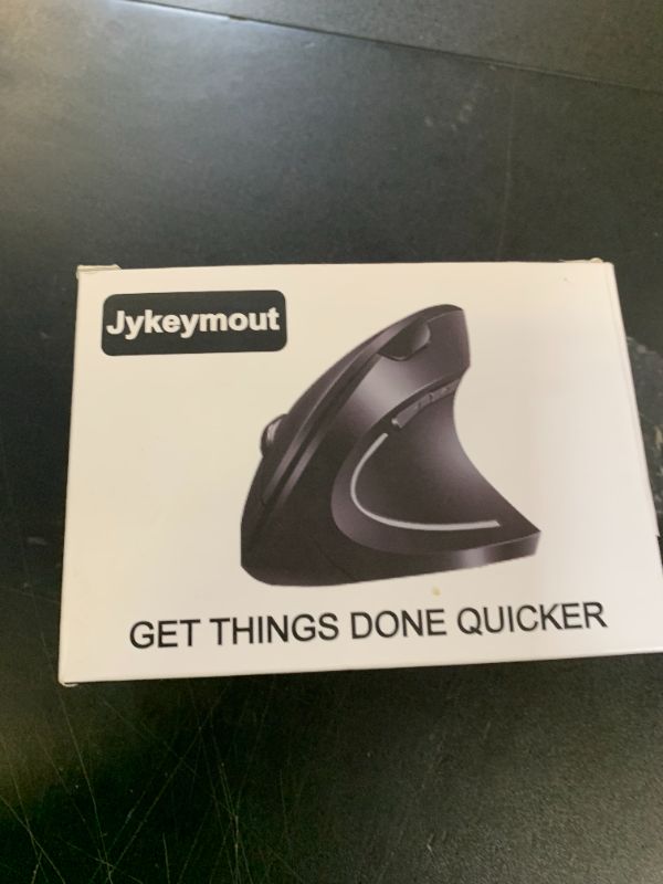 Photo 1 of JYKEYMOUT Bluetooth and 2.4G (2-in-1) Rechargeable Wireless Mouse, Ergonomic Vertical Design, 1000/1200/1600 DPI, 6 Silent Buttons, for Laptop, Computer, PC, MacBook, Chromebook-Black