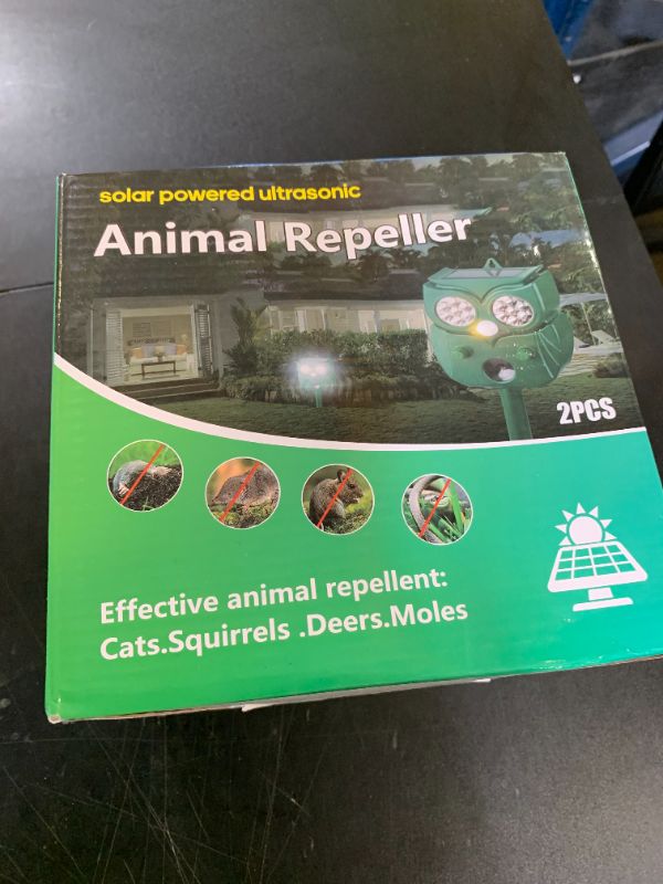 Photo 1 of 2Pack 2025 Solar Ultrasonic in Repellent Defender Rat, Squirrel, Deer, Raccoon, Skunk, Rabbit, Mole, Dog, Cat, Waterproof with Motion Detector LED Flash Lights for Yard Lawns Garden