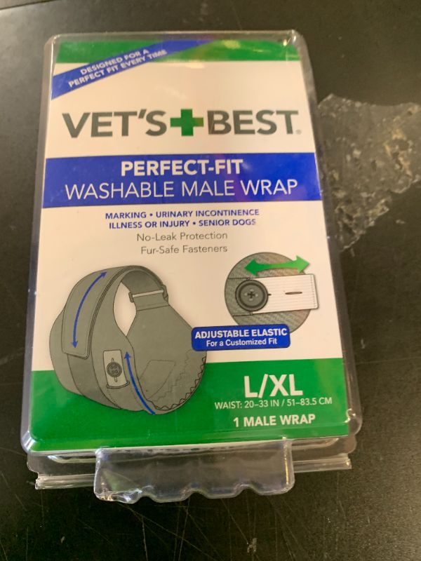 Photo 1 of Vet's Best Washable Male Dog Wrap, Large/X-Large, Waist 20"-33", Black