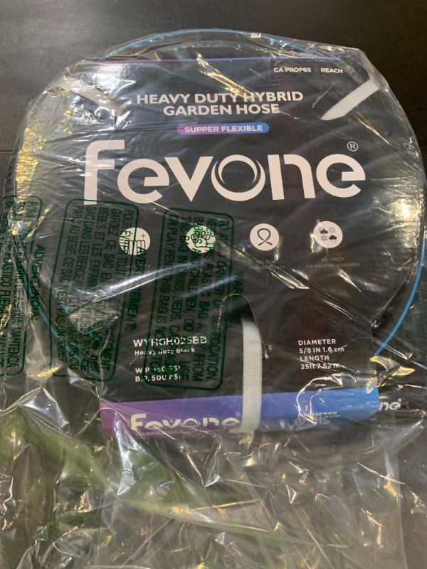 Photo 1 of Fevone 100ft Heavy Duty Garden Hose – 5/8" ID, 600 PSI, Hybrid Polymer Water Hose, Kink-Resistant, Flexible, Durable, 3/4" GHT Solid Brass Fittings