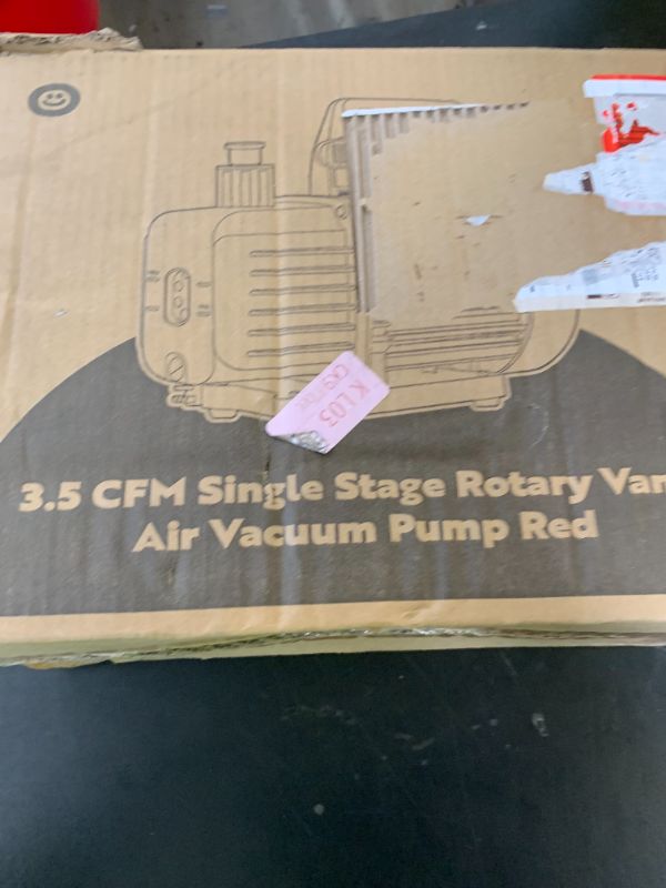 Photo 1 of VIVOHOME 110V 1/4 HP 3.5 CFM Single Stage Rotary Vane Air Vacuum Pump with Oil Bottle, Red