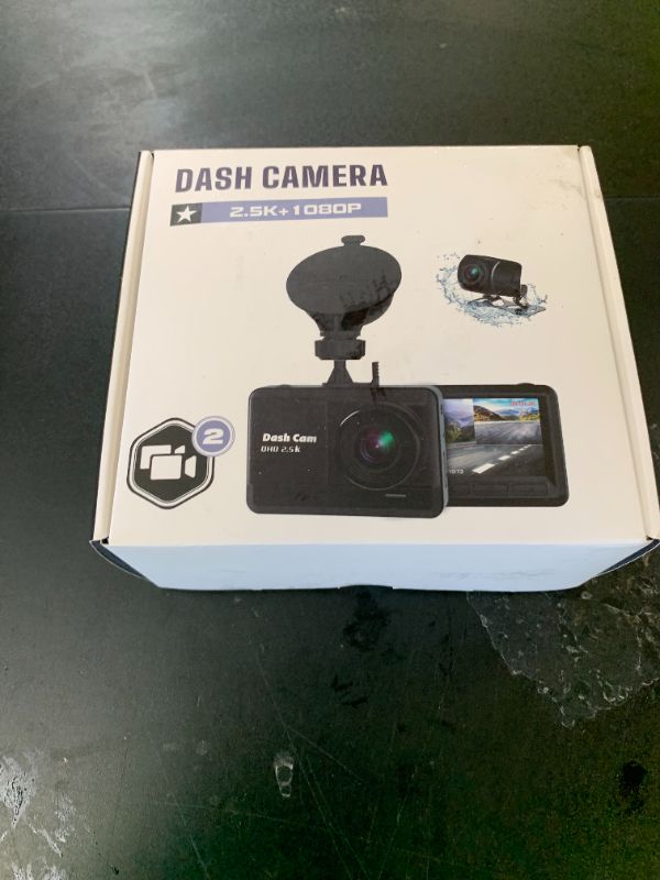 Photo 1 of Dash Cam Front and Rear, 2.5K+1080P Dual Dash Camera for Cars with 32GB SD Card, 2.45 inch IPS Screen, 2 Mounting Ways, Night Vision, WDR, Accident Lock, Loop Recording, Parking Monitor