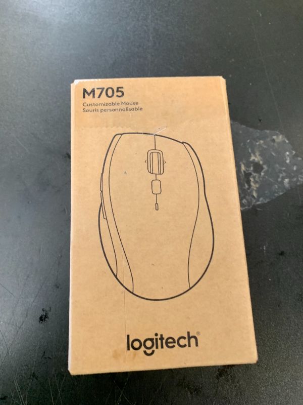 Photo 1 of Logitech M705 Marathon Wireless Mouse, 2.4 GHz USB Unifying Receiver, 1000 DPI, 5-Programmable Buttons, 3-Year Battery, Compatible with PC, Mac, Laptop, Chromebook - Black