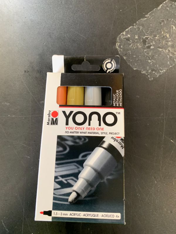 Photo 1 of Marabu Yono 124000004000 Neon Marker Set with 4 Colours, Versatile Acrylic Markers with Japanese Bullet Tip 1.5-3 mm