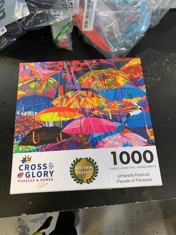 Photo 1 of Cross & Glory - Umbrella Festival: Parade of Parasols - 1000 Piece Jigsaw Puzzle | Puzzles for Adults 1000 Pieces | Colorful Market Scene