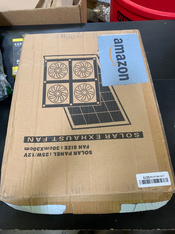Photo 1 of Solar Exhaust Fan for Chicken Coop & Powered Fan with 25W Solar Panel & 4-Pack High-Speed Brushless DC Fans, Solar Shed Ventilation Fan for Greenhouses,Attics, Barns & Dog Houses