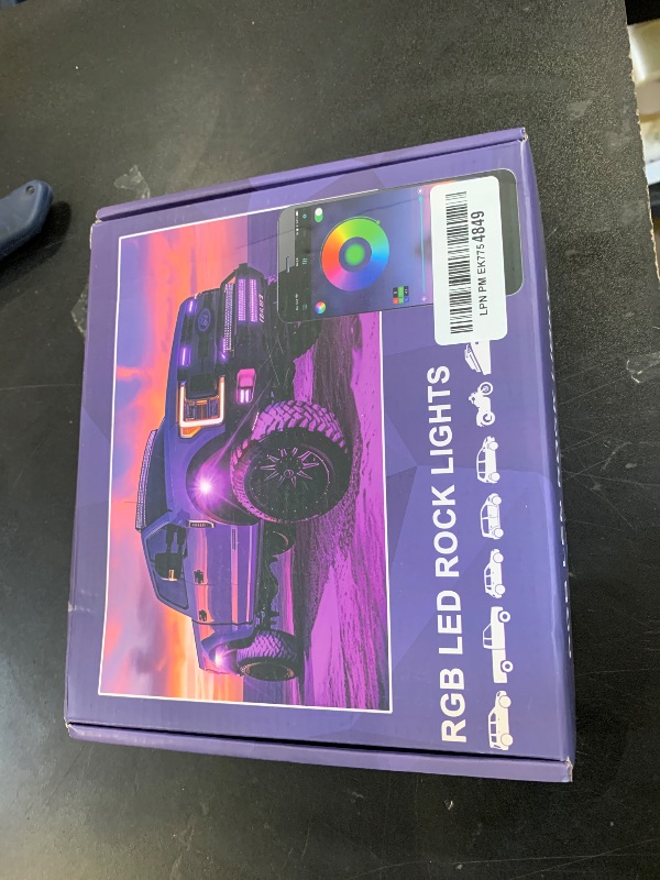 Photo 1 of 4 Pods RGB LED Rock Lights, Underglow Multicolor Neon Light Kit, Wheel Well Light with APP Control & Music Mode, Under Glow Lights for Trucks,Jeep,SUV,Golf Cart,ATV,Pickup Off Road,12V