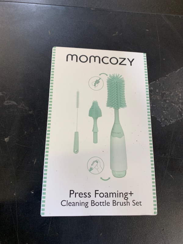 Photo 1 of Momcozy Bottle Brush Kit, Innovative Push-Press Design for Better Cleaning - Baby Bottle Cleaner Brush for Baby Bottle, Breast Pumps, Nipples, and More - Can Generate Foam for Better Cleaning, Green