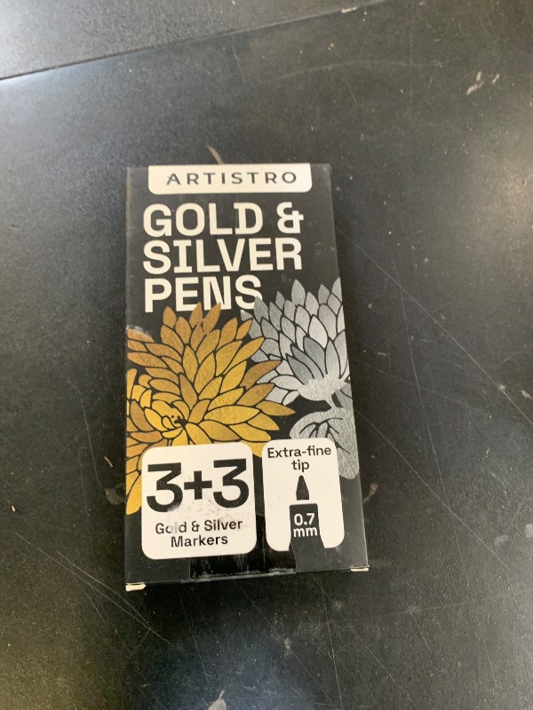 Photo 1 of ARTISTRO 6 Acrylic Gold & Silver Paint Pens - 0.7mm Extra-Fine Markers - Great for Greeting Cards, Ornament Decor, & More