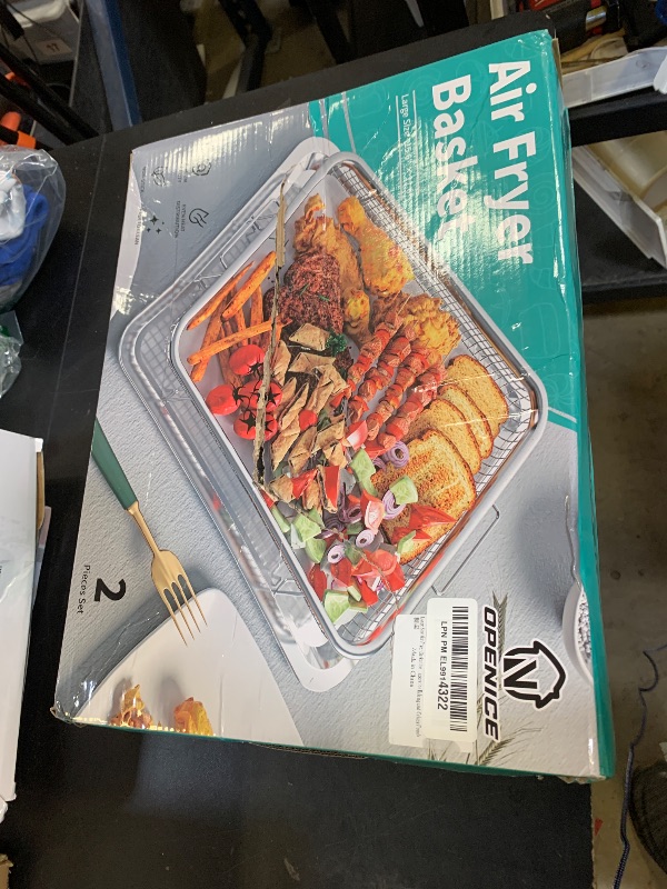 Photo 1 of Air Fryer Basket for Oven, OPENICE 15.6" x 11.6" Large Air Fryer Tray and Pan with 30PCS Parchment Papers, Stainless Steel Oven Air Fryer Basket and Tray for Baking Grilling