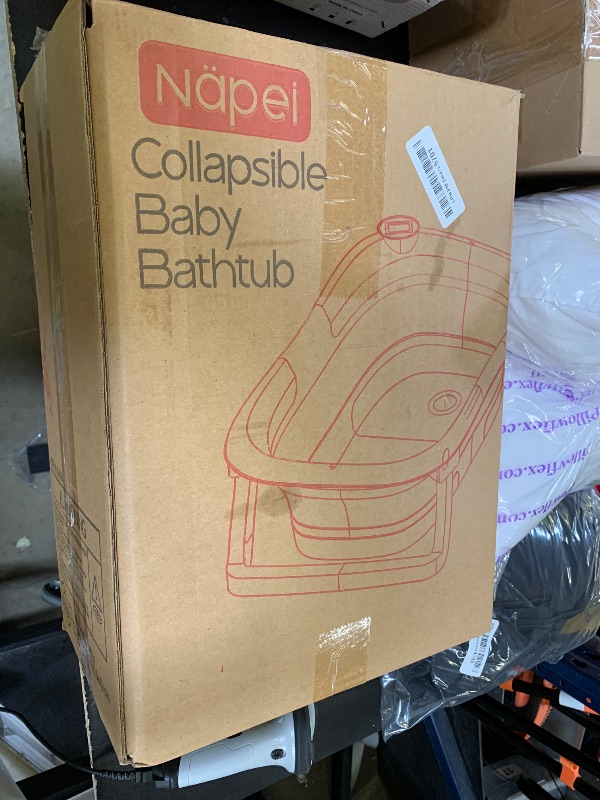 Photo 1 of napei Collapsible Baby Bathtub,Baby Bath Tub with Soft Cushion & Thermometer,Baby Bathtub Newborn to Toddler 0-36 Months,Portable Travel Baby Tub