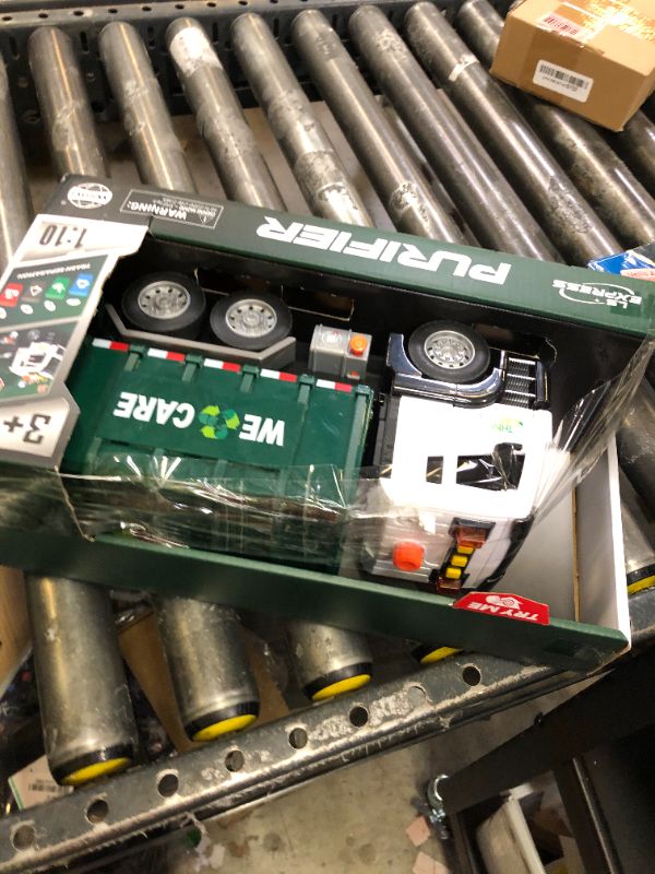 Photo 1 of Garbage Truck Toy, Large Friction Powered Trash Truck Toy with Light and Sounds, 4 Trash Bins and Learning Cards for Kids
