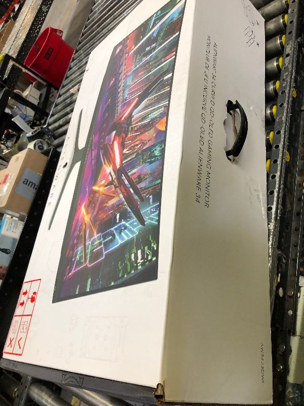 Photo 1 of Alienware AW3423DWF Curved QD-OLED Gaming Monitor - 34-inch Quantum Dot OLED 0.1Ms 165Hz 21:9 Curved Display, 99.3% DCI-P3 Color Gamut, VESA DisplayHDR True Black 400, AMD FreeSync Premium Pro - Black