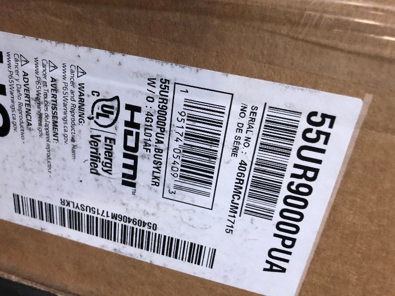 Photo 1 of LG 55-Inch Class UR9000 Series Alexa Built-in 4K Smart TV (3840 x 2160),Bluetooth, Wi-Fi, USB, Ethernet, HDMI 60Hz Refresh Rate, AI-Powered 4K