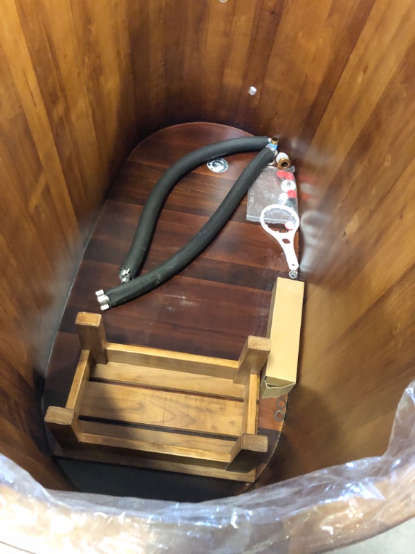 Photo 1 of USED---Luxury Handcrafted Wooden Ice Bath/Hot Tub with Filtered Chilling/Heating Unit Including Ozone Generator and Insulating Cover (Light Golden Color)