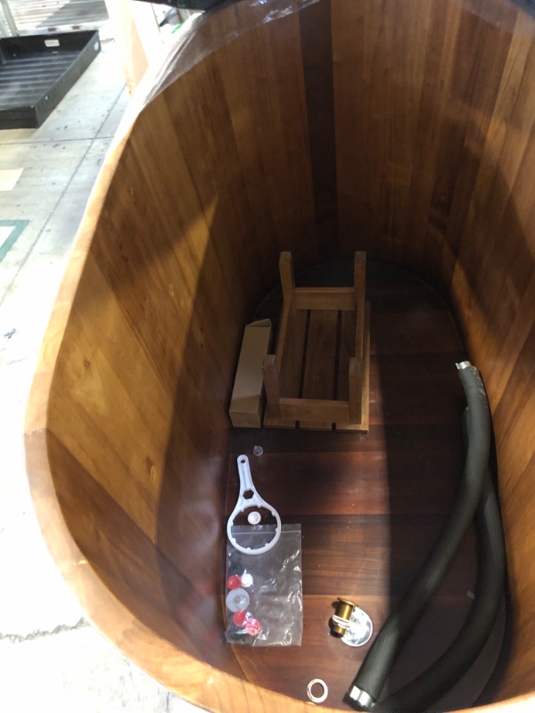 Photo 1 of USED---Luxury Handcrafted Wooden Ice Bath/Hot Tub with Filtered Chilling/Heating Unit Including Ozone Generator and Insulating Cover (Light Golden Color)