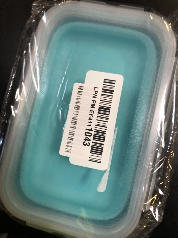 Photo 1 of Collapsible Silicone Food Storage Containers with Lids, Freezer & Dishwasher Safe, Foldable Lunch Box for Camper, Leftovers, Snacks, Meals, Blue