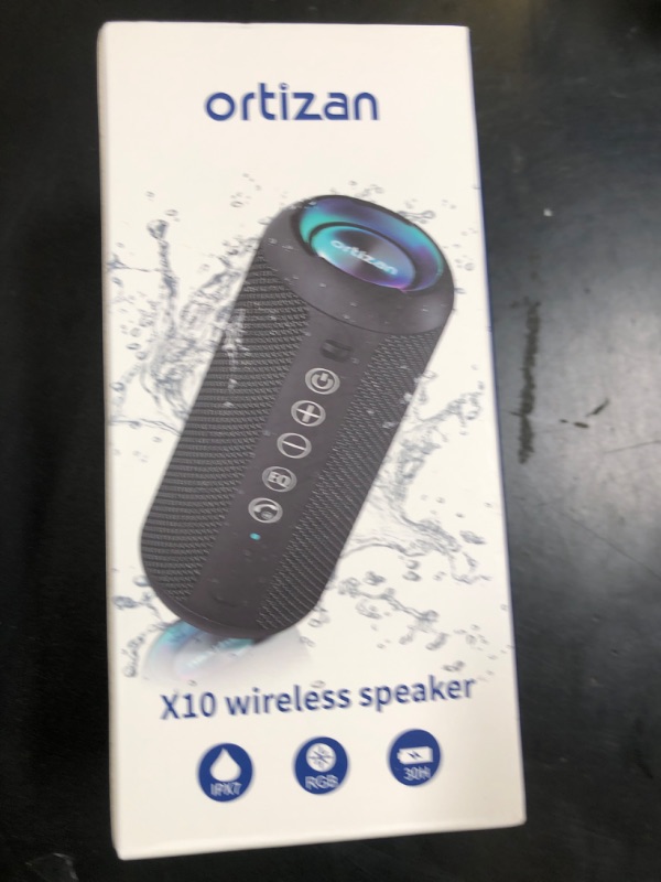 Photo 1 of Ortizan Portable Bluetooth Speaker: IPX7 Waterproof, 24W Loud Sound, Deep Bass, Bluetooth 5.3, LED Lights, Wireless Stereo Pairing, 30H Playtime, for Home/Outdoor/Party/Beach, Birthday Gift (Black)