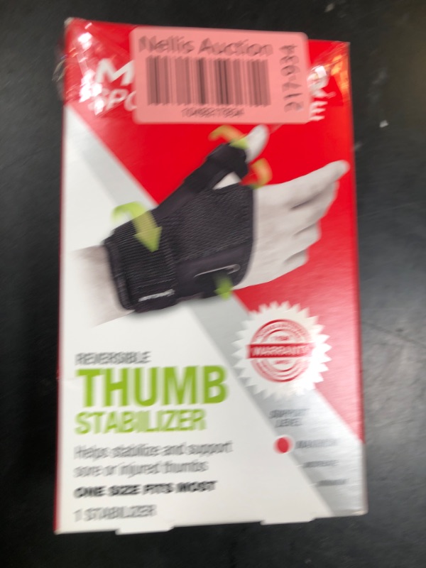 Photo 1 of MUELLER Sports Medicine Adjust-to-Fit Thumb Brace, Spica Splint, Thumb Pain Relief Stabilizer for Men and Women, Ideal for De Quervain's Tenosynovitis, Arthritis, Sprains, Fits Right or Left, Black, One Size