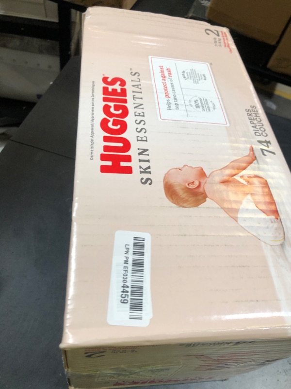 Photo 1 of Huggies Size 2 Diapers, Skin Essentials Baby Diapers, Size 2 (12-18 lbs), 74 Count, Packaging May Vary