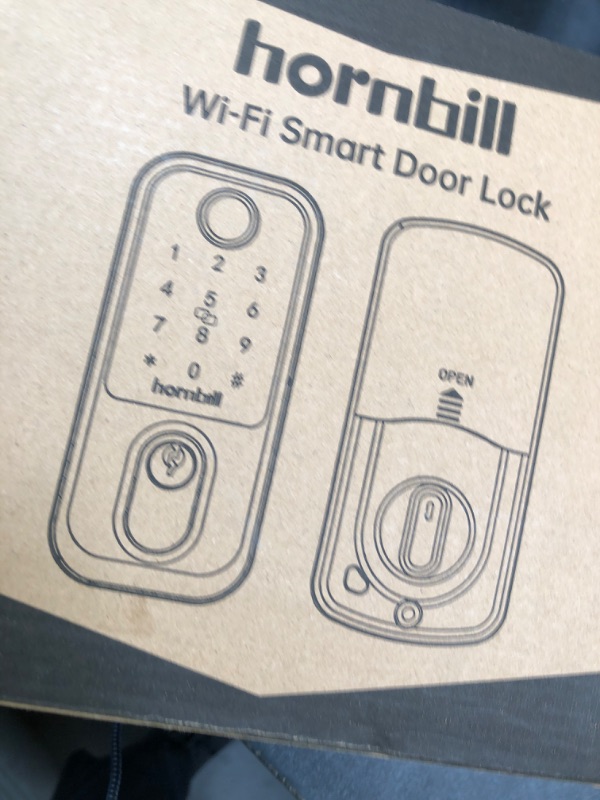 Photo 1 of Keyless Entry Wi-Fi Smart Lock: Hornbill Fingerprint Lock for Exterior Doors, Biometric Smart Deadbolt Locks for Front Door, Keypad Deadbolt with Auto-Lock for Rentals Home, Matte Black