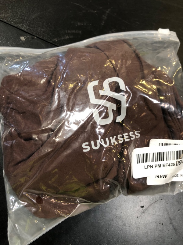 Photo 1 of SUUKSESS Women Off the Shoulder Bodysuit Short Sleeve Strapless Thong Body suit Shirts Top (Dark Brown,M)