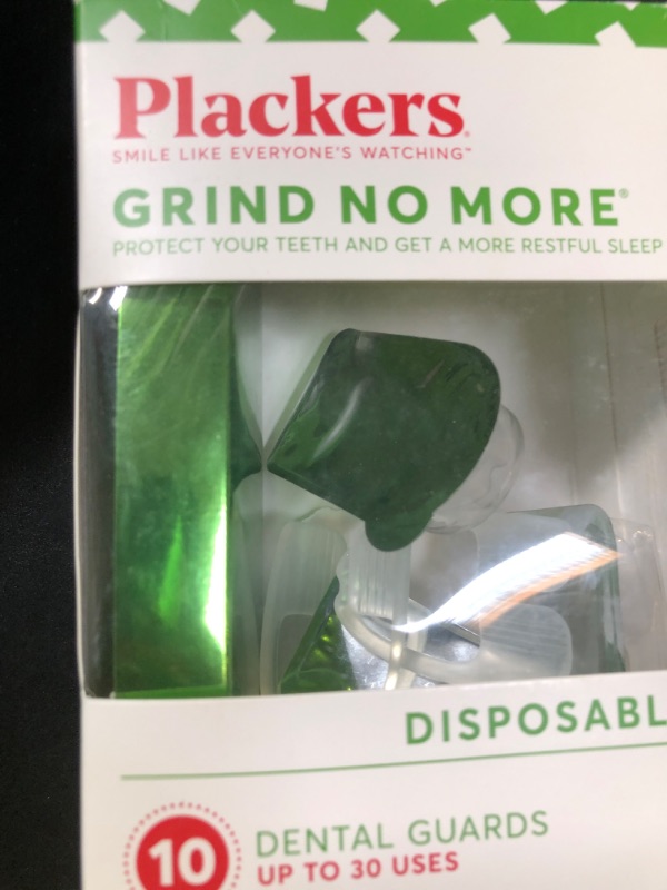 Photo 1 of Plackers Grind No More Night Guard, Nighttime Protection for Teeth, Sleep Well, BPA Free, Ready to Wear, Disposable, One Size Fits All, 10 Count