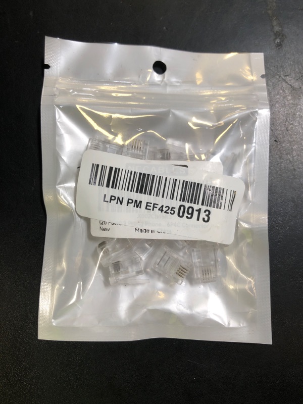 Photo 1 of NECABLES 20Pack Telephone Modular Plug RJ11 6P4C Connector for Phone Line Cord (Compatible with Both Solid and Stranded Wire)