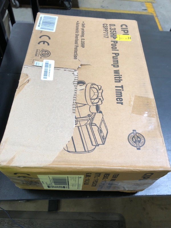 Photo 1 of CIPU Pool Pump with Timer 2700GPH 115V Powerful Self Priming Above Ground Swimming Pool Pump 0.35HP with Filter Basket Low Noise for Pools Hot Tub Spa Water Circulation