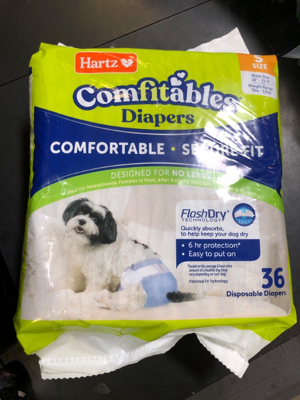 Photo 1 of Hartz Disposable Dog Diapers, Size S 36 count, Comfortable & Secure Fit, Easy to Put On